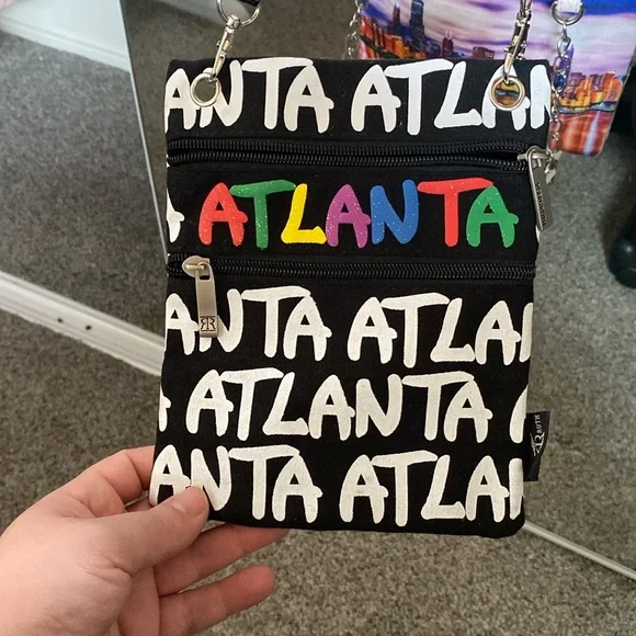 Robin Ruth Atlanta crossbody bag two pockets slim cloth purse - Picture 1 of 3